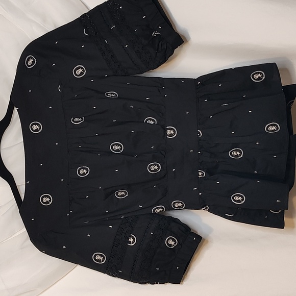 Anthropologie "Rose Cameo Blouse - black w cream embroidered flowers - Picture 5 of 5